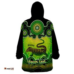personalised australia capricorn goanna zodiac wearable blanket hoodie auz astrology aboriginal green