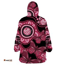 australia indigenous wearable blanket hoodie breast cancer black aboriginal butterfly