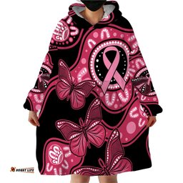australia indigenous wearable blanket hoodie breast cancer black aboriginal butterfly