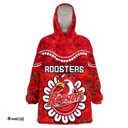 custom personalised roosters rugby anzac wearable blanket hoodie camouflage poppy