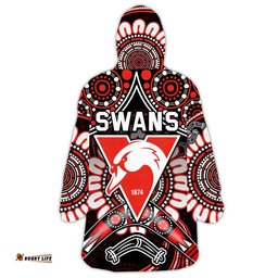 swans football wearable blanket hoodie boomerang indigenous dots