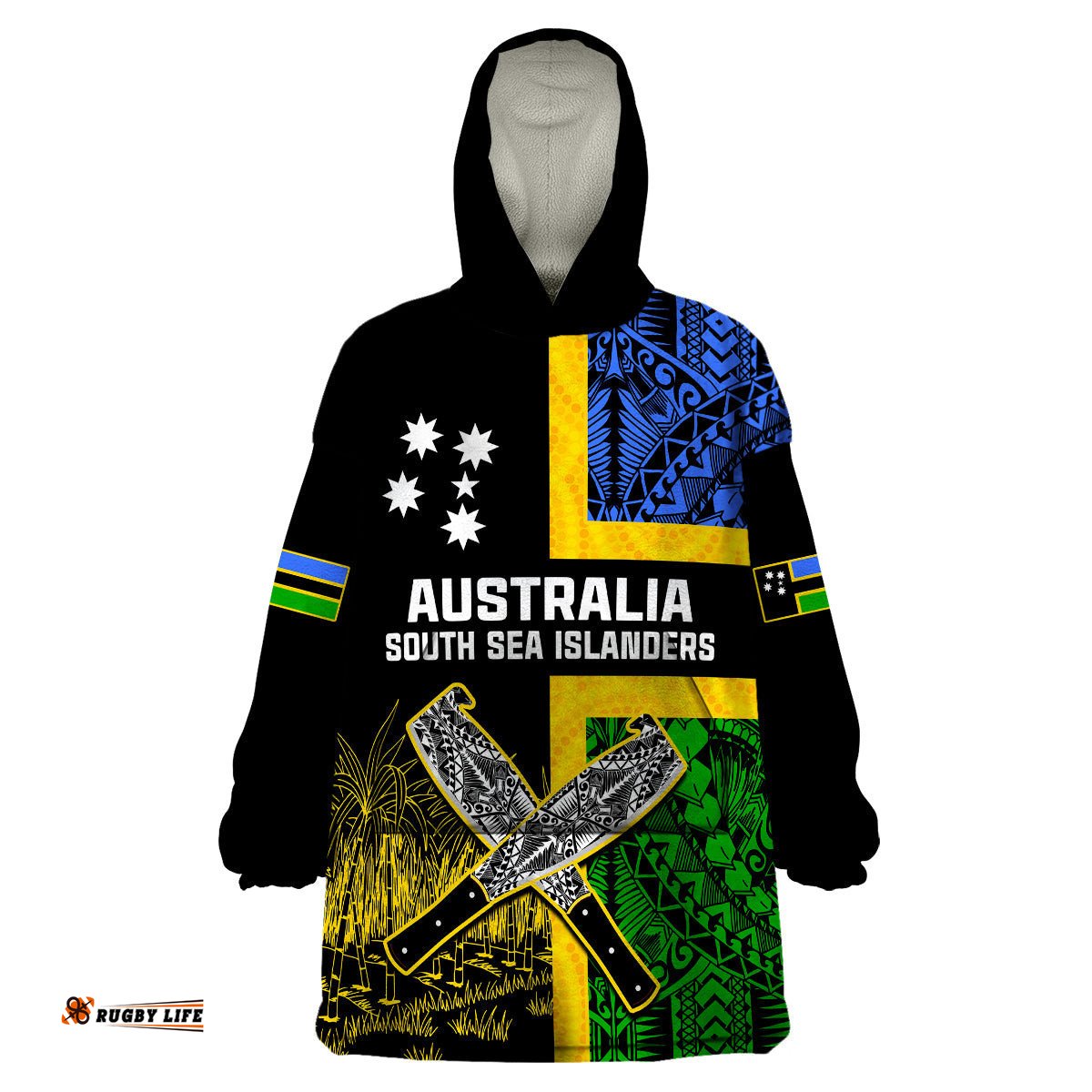 australian south sea islanders flag style wearable blanket hoodie