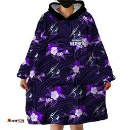 custom text and number storm rugby wearable blanket hoodie polynesian tribal mix tropical hawaiian style