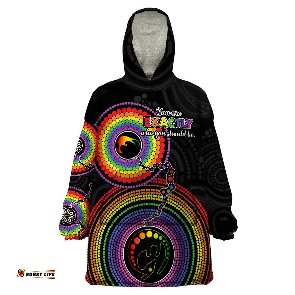 personalised australia lgbt wearable blanket hoodie you are exactly who you should be aboriginal style