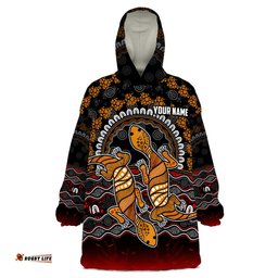 custom personalised australia valentine wearable blanket hoodie aboriginal couple lizards my love