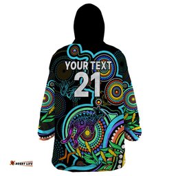 custom kangaroos football aboriginal art wearable blanket hoodie naidoc indigenous tribal