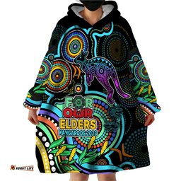 custom kangaroos football aboriginal art wearable blanket hoodie naidoc indigenous tribal