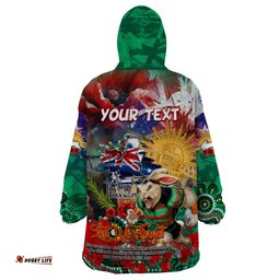 personalised australia rugby rabbitohs anzac wearable blanket hoodie south sydney scratch style dt02