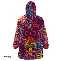 personalised naidoc week 2024 brisbane lions wearable blanket hoodie australian aboriginal hand painting dt02