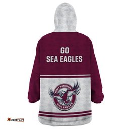 sea eagles rugby wearable blanket hoodie manly warringah white sporty style