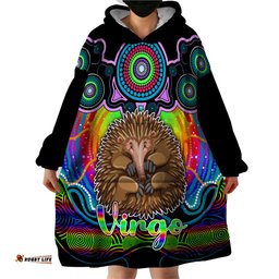 personalised australia virgo echidna zodiac wearable blanket hoodie auz astrology aboriginal rainbow