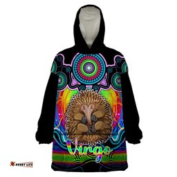 personalised australia virgo echidna zodiac wearable blanket hoodie auz astrology aboriginal rainbow