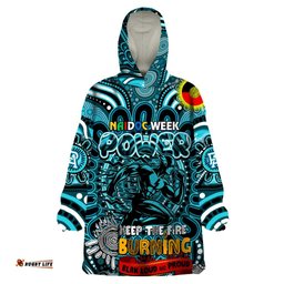 custom port adelaide power naidoc week 2024 wearable blanket hoodie mascot football dt02
