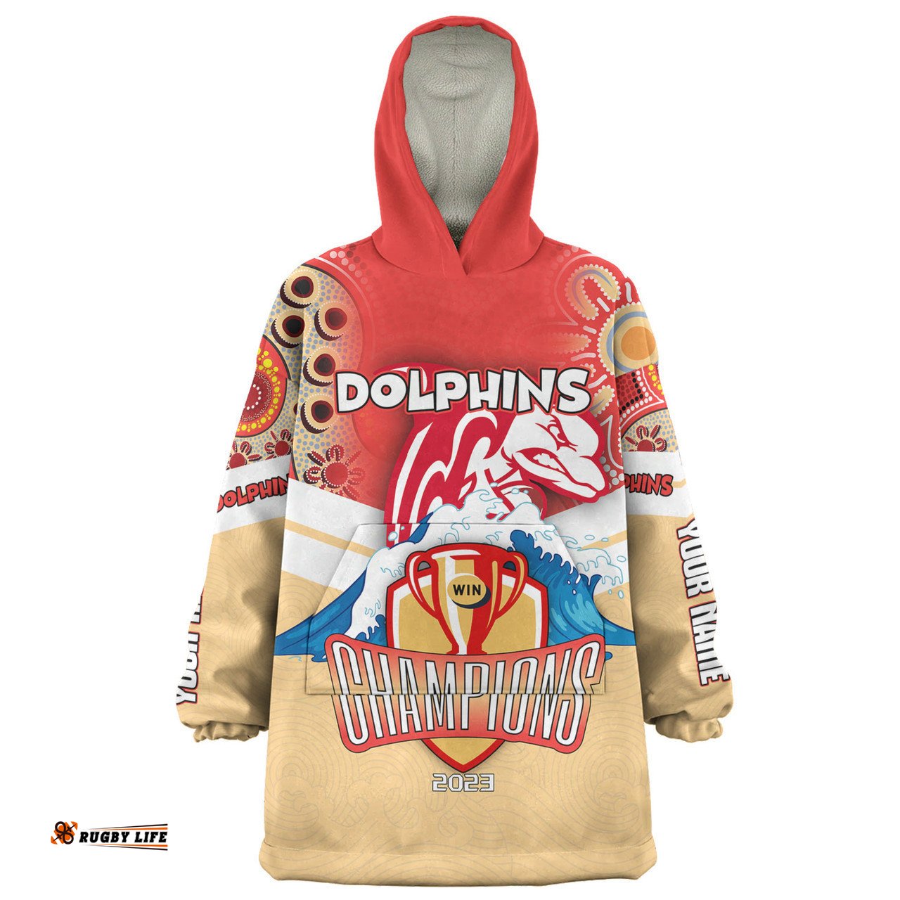 Redcliffe Dolphins Snug Hoodie - Custom Talent Win Games But Teamwork And Intelligence Win Championships With Aboriginal Style