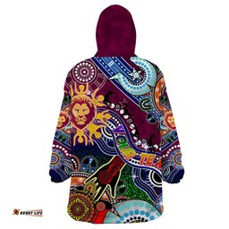 custom naidoc week 2024 brisbane lions wearable blanket hoodie australia aboriginal dot painting dt02