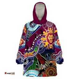custom naidoc week 2024 brisbane lions wearable blanket hoodie australia aboriginal dot painting dt02