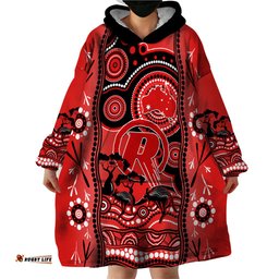 custom melbourne renegades cricket wearable blanket hoodie happy australia day aboriginal art