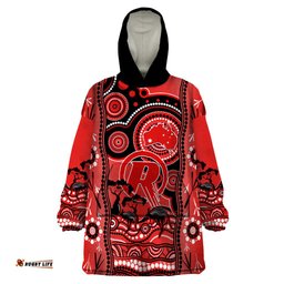 custom melbourne renegades cricket wearable blanket hoodie happy australia day aboriginal art