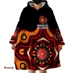 custom text and number australia indigenous rugby wearable blanket hoodie all stars aborigine dreamtime black version