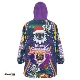 Melbourne Storm Christmas Snug Hoodie - Custom Merry Christmas Indigenous Melbourne Storm Oodie Blanket