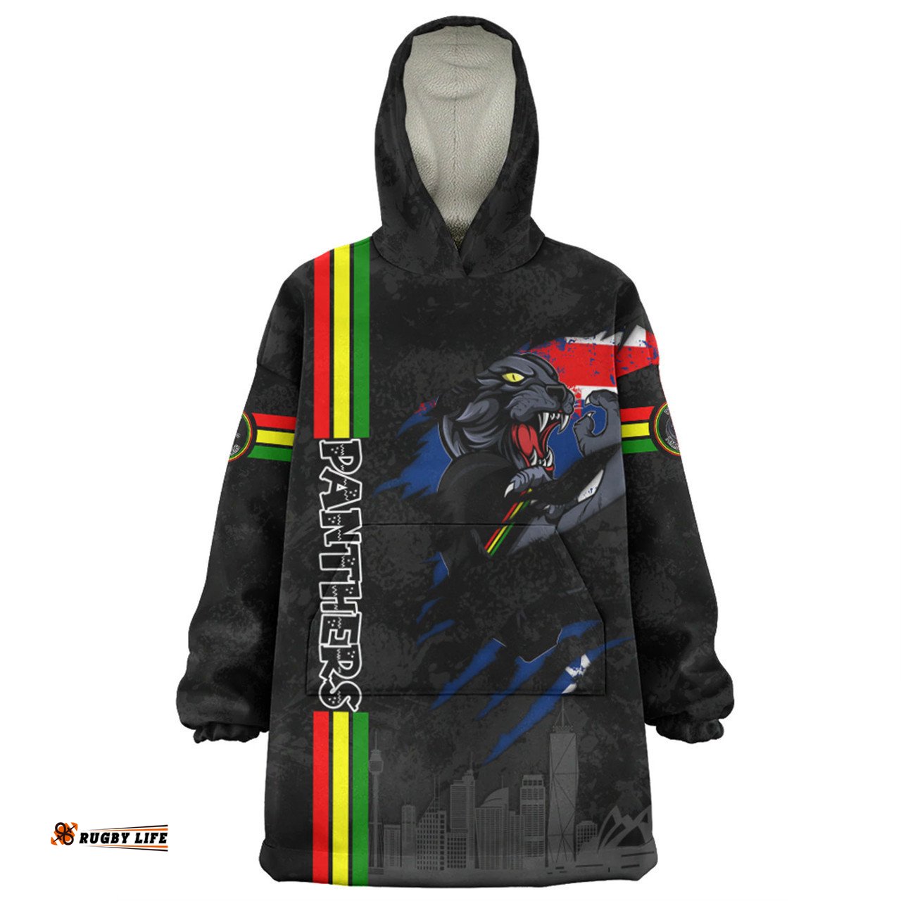 Penrith Panthers Snug Hoodie - Happy Australia Day Flag Scratch Style