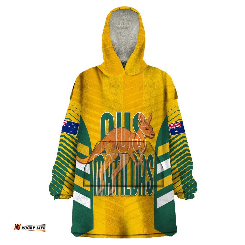 custom australia soccer wearable blanket hoodie go matildas dynamic national colors