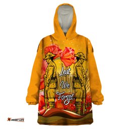 custom personalised aboriginal anzac day wearable blanket hoodie soldier poppy vibe