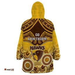 hawthorn football wearable blanket hoodie hawks aboriginal mix polynesian pattern