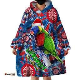 australia lorikeet aboriginal rainbow tie dye merry christmas wearable blanket hoodie