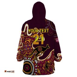 custom text and number queensland rugby wearable blanket hoodie state of origin go maroons indigenous tribal