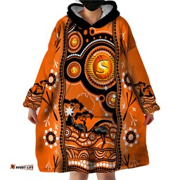 custom perth scorchers cricket wearable blanket hoodie happy australia day aboriginal art