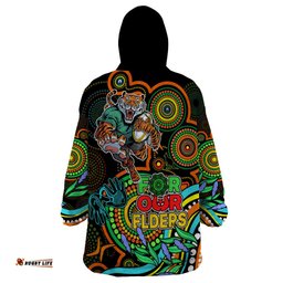tigers rugby aboriginal art wearable blanket hoodie naidoc indigenous tribal