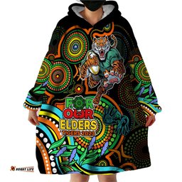 tigers rugby aboriginal art wearable blanket hoodie naidoc indigenous tribal