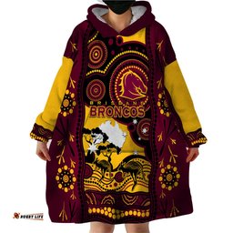 custom australia day brisbane broncos wearable blanket hoodie nrl 2024 australian map proud