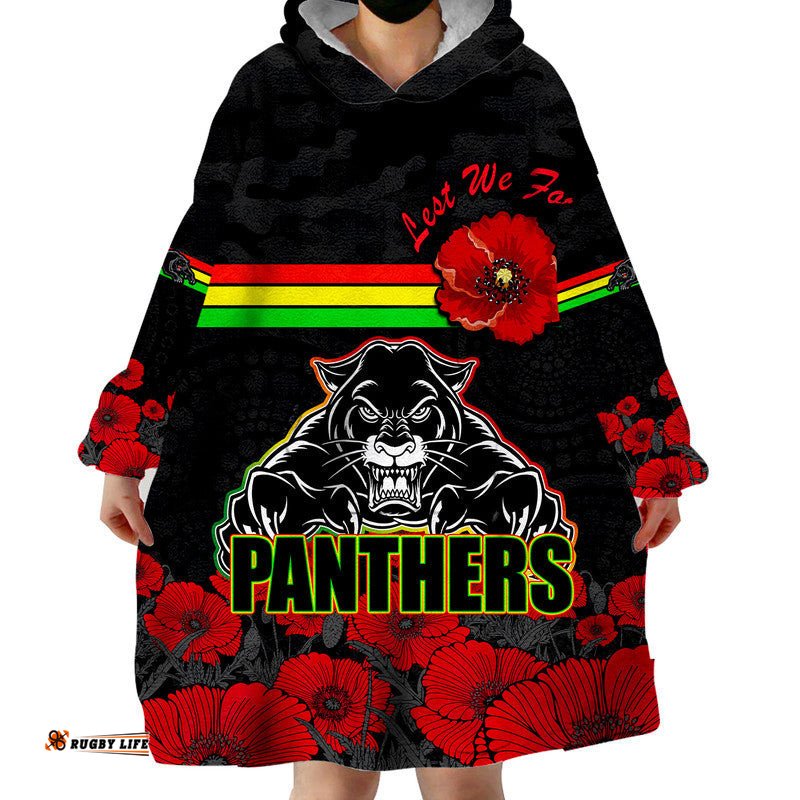panthers rugby anzac wearable blanket hoodie angry panther camouflage with poppy