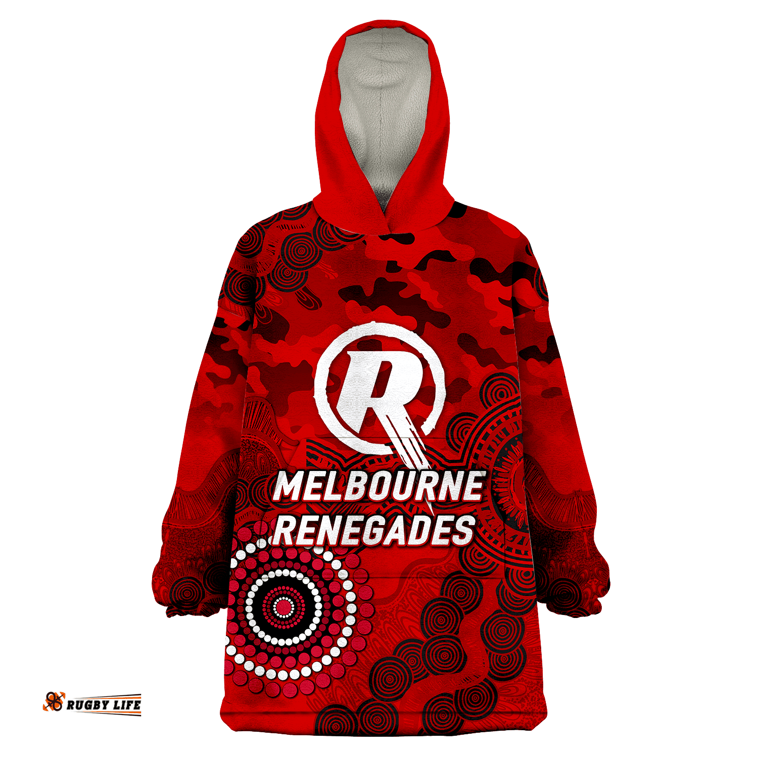 melbourne renegades anzac day aboriginal wearable blanket hoodie