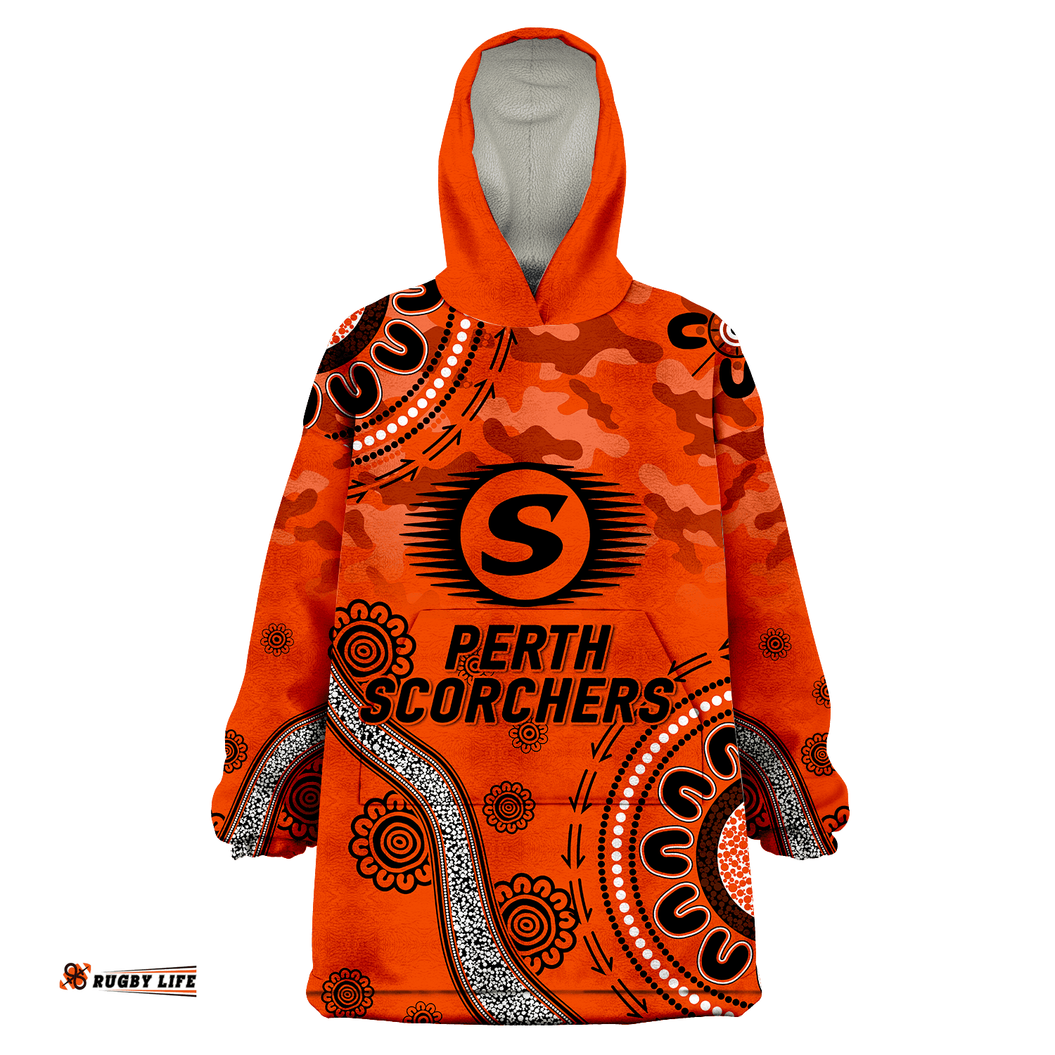 perth scorchers anzac day aboriginal wearable blanket hoodie