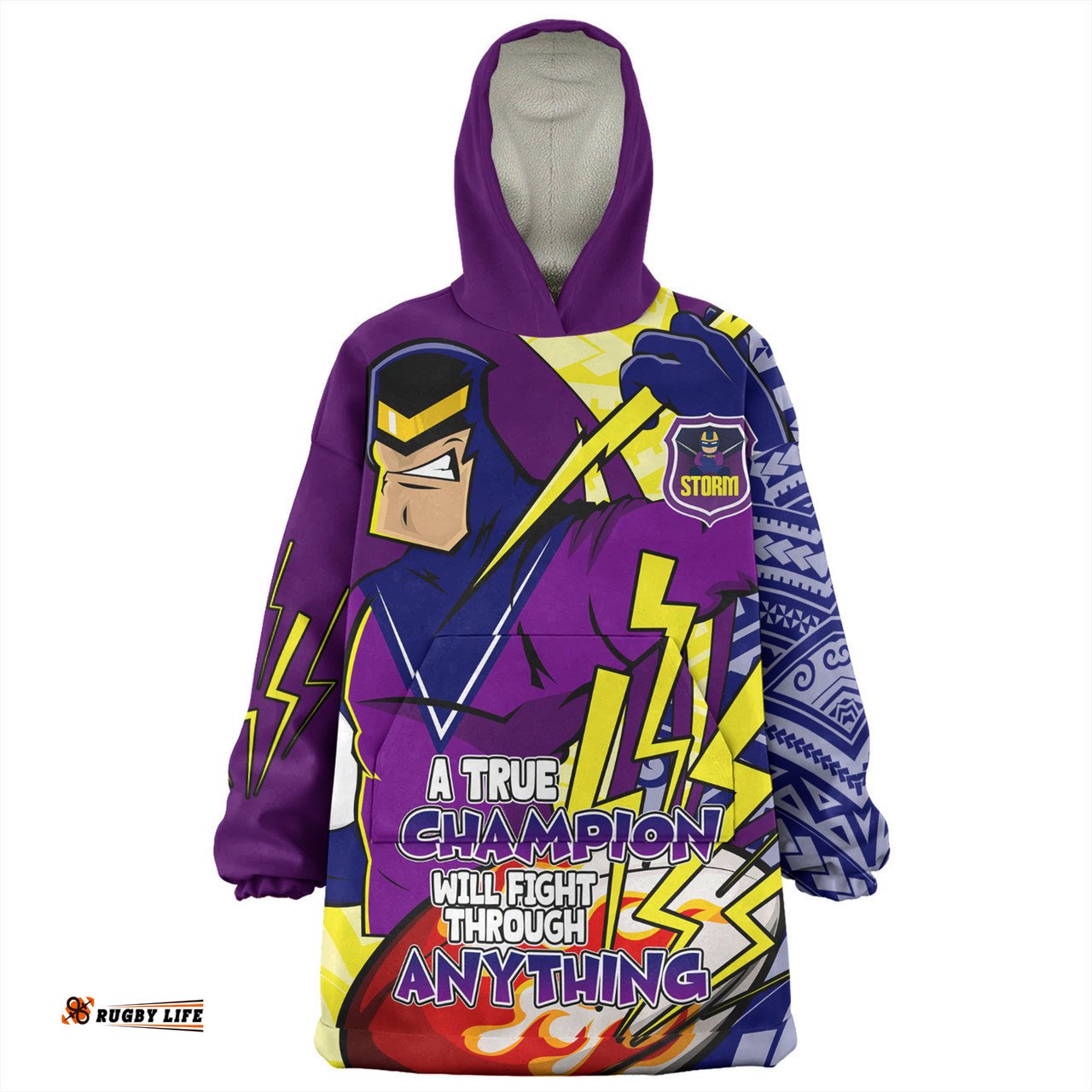 Melbourne Storm Grand Final Snug Hoodie - A True Champion Will Fight Through Anything With Polynesian Patterns