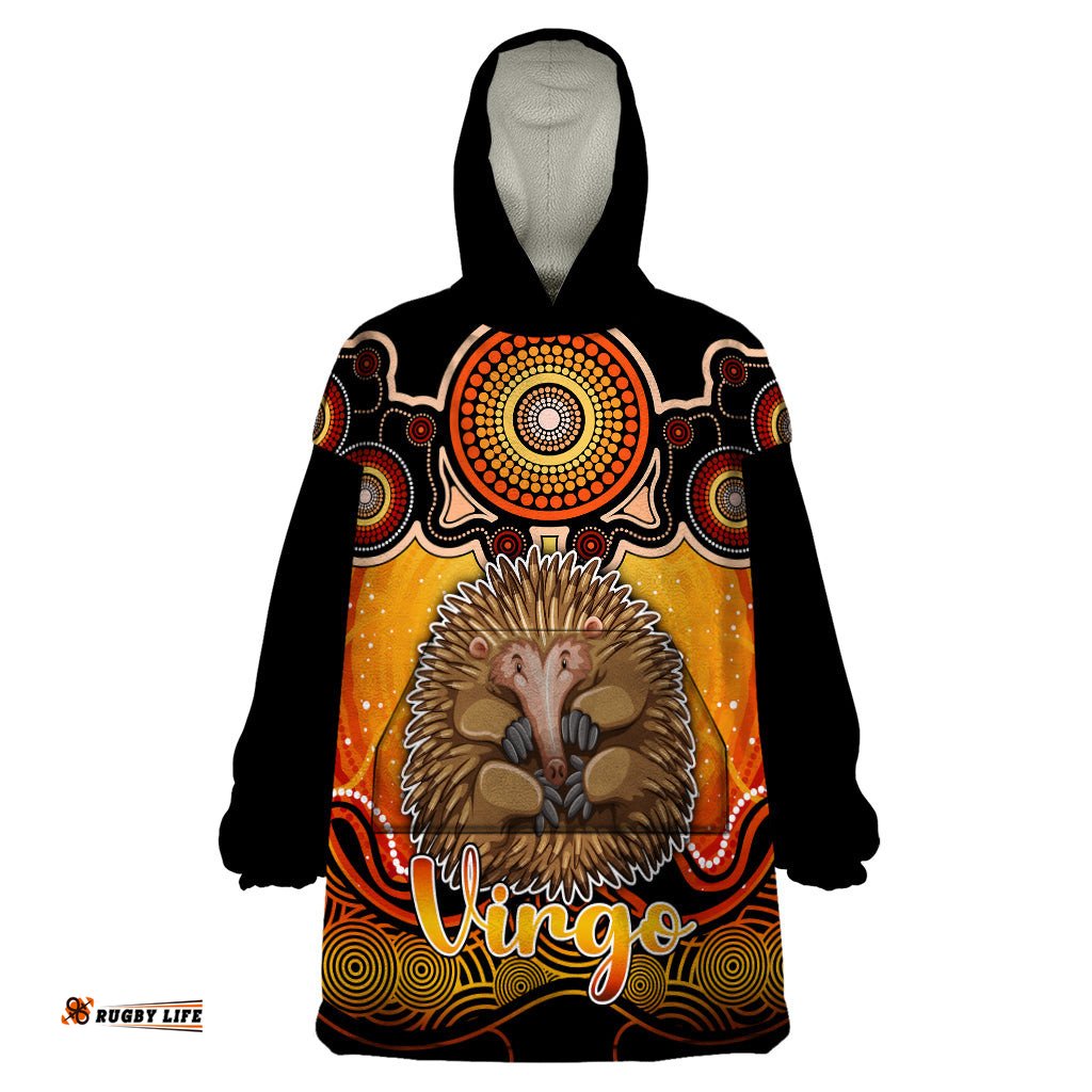 personalised australia virgo echidna zodiac wearable blanket hoodie auz astrology aboriginal red