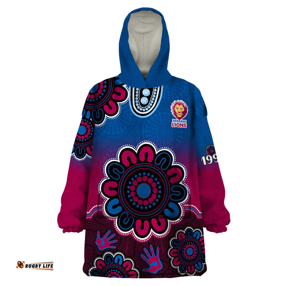 custom personalised afl brisbane lions 1996 aboriginal wearable blanket hoodie