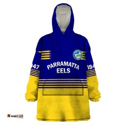 eels rugby wearable blanket hoodie parramatta 1947 dynamic blue