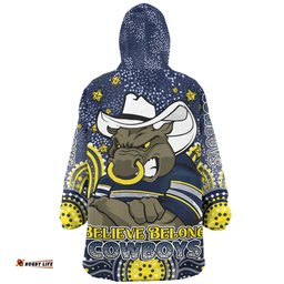 North Queensland Cowboys Custom Snug Hoodie - Custom With Aboriginal Inspired Style Of Dot Painting Patterns Snug Hoodie