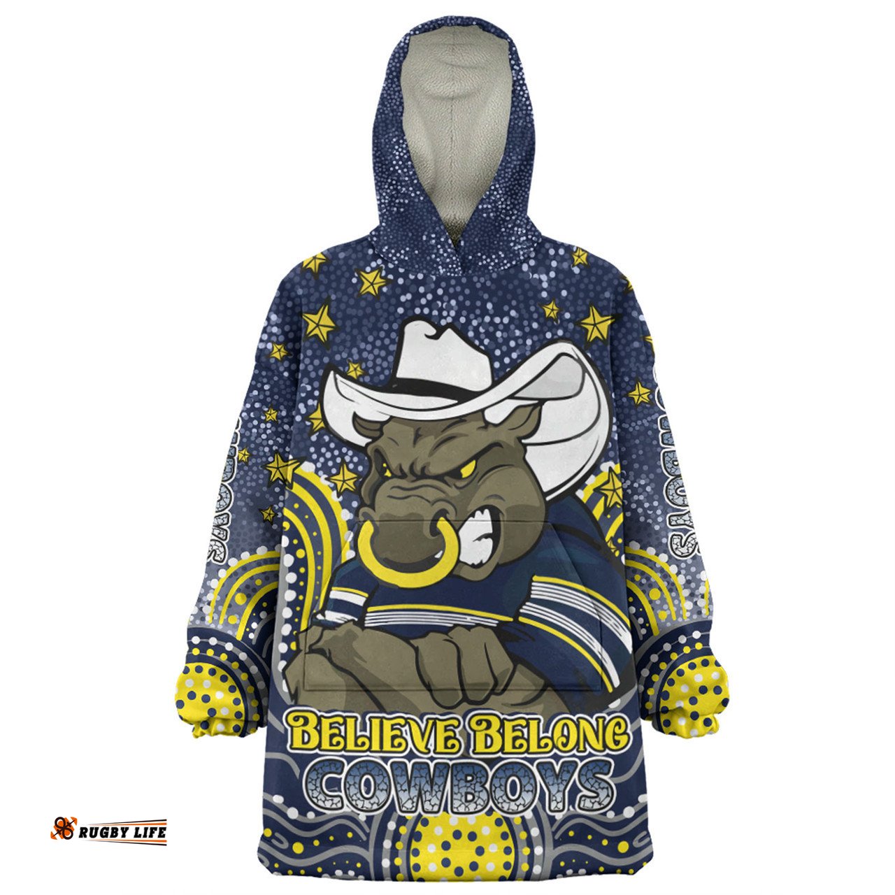 North Queensland Cowboys Custom Snug Hoodie - Custom With Aboriginal Inspired Style Of Dot Painting Patterns Snug Hoodie