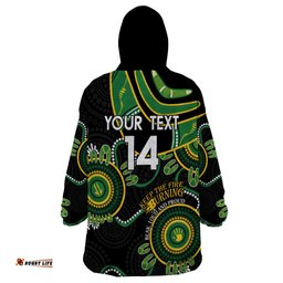 custom matildas naidoc week wearable blanket hoodie australia kangaroo keep the fire burning black