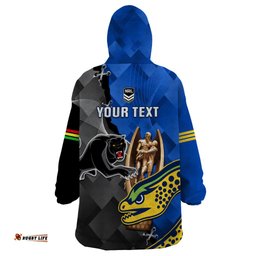 personalised panthers and eels wearable blanket hoodie sporty version