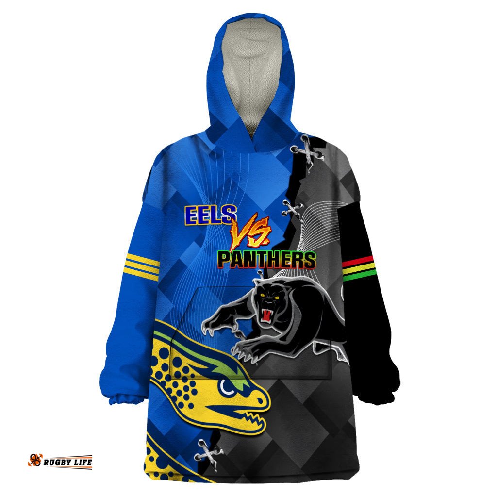 personalised panthers and eels wearable blanket hoodie sporty version