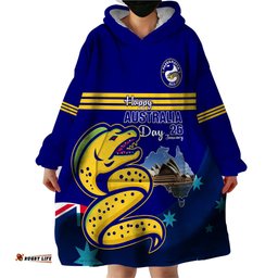 custom australia day eels wearable blanket hoodie nrl 2024 sydney opera house with map