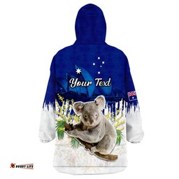 custom personalised australia day wearable blanket hoodie koala sydney opera house flag color