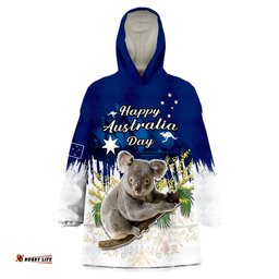custom personalised australia day wearable blanket hoodie koala sydney opera house flag color