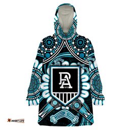 port adelaide power wearable blanket hoodie boomerang indigenous dots